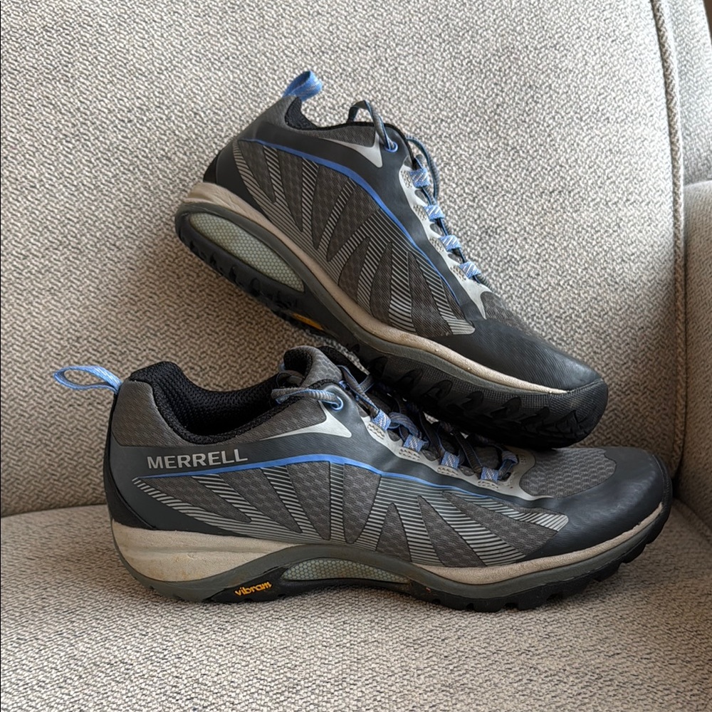 Merrell Edge Siren Gray and Blue Trail Running Shoes